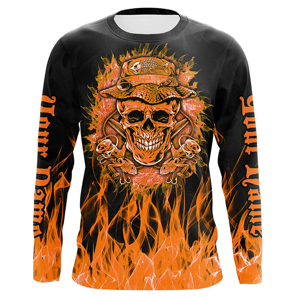 Maxcorners Reaper Skull Fire Halloween Fishing Customize Name 3D Shirts