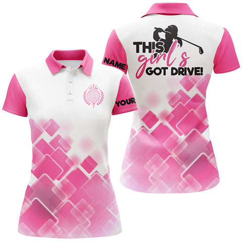 Max Corners This Girl'S Got Drive Pink Pattern Customized Name 3D Golf Polo Shirt For Women