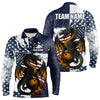 Maxcorners Red, White and Blue American Flag Dragon Bowling Shirts For Men Custom Patriotic Bowling Team Jerse LM2007