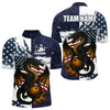 Maxcorners Red, White and Blue American Flag Dragon Bowling Shirts For Men Custom Patriotic Bowling Team Jerse LM2007