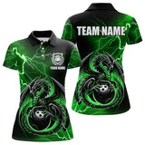 Maxcorners Personalized Black And Green Thunder Lightning Dragon Bowling Shirts For Men, Bowling Team Uniform LM2007