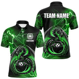 Maxcorners Personalized Black And Green Thunder Lightning Dragon Bowling Shirts For Men, Bowling Team Uniform LM2007