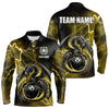 Maxcorners Personalized Black And Yellow Thunder Lightning Dragon Bowling Shirts For Men, Bowling Team Uniform LM2007
