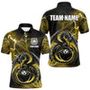 Maxcorners Personalized Black And Yellow Thunder Lightning Dragon Bowling Shirts For Men, Bowling Team Uniform LM2007