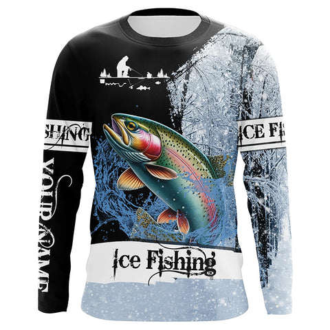 Maxcorners Rainbow Trout Ice Fishing 3D All Over Printed Shirts For Fisherman, gift for fishing lovers