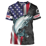 Maxcorners American Flag Salmon Fishing Custom long sleeve performance Fishing Shirts, Salmon Fishing jerseys MT2108