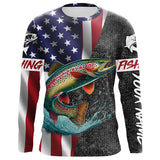 Maxcorners American Flag Rainbow trout Fishing Custom long sleeve performance Fishing Shirt, Trout Fishing jersey MT2108