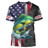 Maxcorners American Flag Mahi Mahi Fishing Custom long sleeve performance Fishing Shirt, Dorado Fishing jersey MT2108