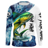 Maxcorners Mahi Mahi Fishing blue ocean sea wave camo Custom long sleeve performance fishing jerseys shirts MT2108