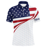 Maxcorners Red, White and Blue American Flag Golf polos shirts for men custom patriotic mens golf attire MT2407