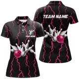 Maxcorners bowling shirts Custom black and pink lightning thunder Bowling Team Jersey, gift for team Bowler