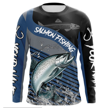 Maxcorners Chinook Salmon fishing Custom UV protection fishing long sleeve shirt, Salmon Fishing jerseys | Blue LM2512