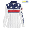 Maxcorners Red, White and Blue American Flag Mens golf polo shirts custom patriotic golf attire for mensMT0306
