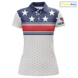Maxcorners Red, White and Blue American Flag Mens golf polo shirts custom patriotic golf attire for mensMT0306