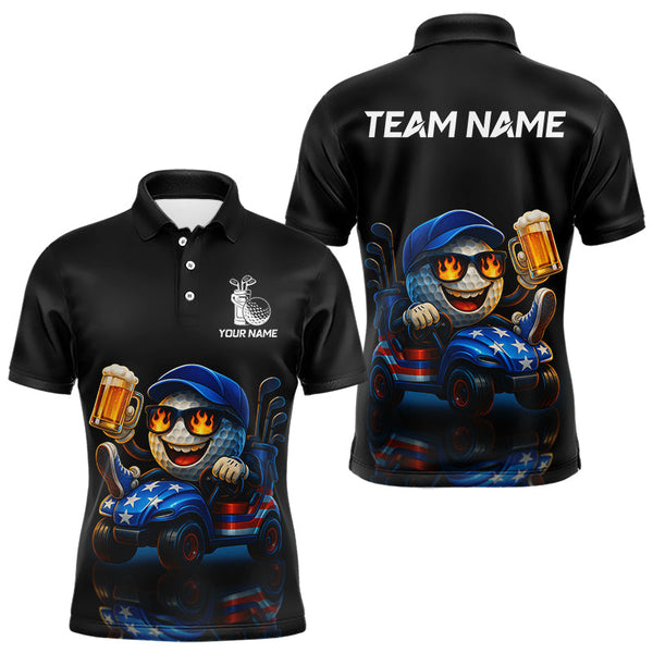 Maxcorners Funny American Flag Golf ball Mens golf polo shirts custom golf and beer golf apparel for mensMT0306