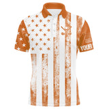 Maxcorners Personalized Orange & White American Flag Retro Men golf polo shirt Custom Patriotic golf top for men MT2407