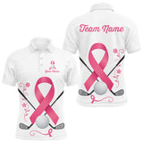 Maxcorners Pink ribbon golf ball clubs Mens polo golf shirts Custom Breast cancer awareness team golf jerseys MT2108
