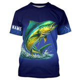 Maxcorners Mahi Mahi Fishing blue lightning 3D All Over printed shirts Customized Name Dorado Fishing apparel MT2108