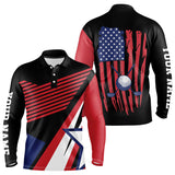 Maxcorners American Flag Golf polo shirts For Mens custom patriotic golf top for men, golfing gifts | BlackMT0306