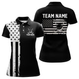 Maxcorners Black and White American Flag Mens golf polo shirts Custom name patriotic team golf uniformMT0306
