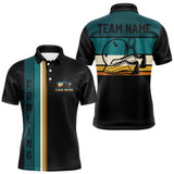 Maxcorners Black and Green Retro Bowling Polo, Quarter Zip Shirts for Men Custom Team Bowling League Jerseys TU2309