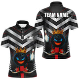 Maxcorners Funny Bowling Shirts Black and Silver Metal Team Bowling Polo, 1/4 Zip Shirts Custom bowling gifts TU2310