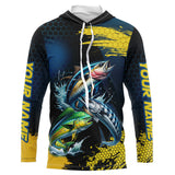 Maxcorners Blue And Yellow Camo Mahi Mahi ( Dorado), Wahoo, Tuna Fishing Custom Saltwater Fishing Jerseys