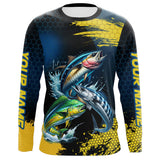 Maxcorners Blue and Yellow Camo Mahi Mahi ( Dorado), Wahoo, Tuna fishing custom saltwater fishing jerseys MT2108