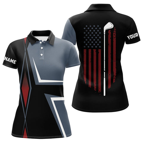 Maxcorners American Flag Women Golf Polo Shirts Custom Golf Club Golf Outfit Women