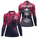 Maxcorners Pink and navy Camo Mens Disc golf polo shirts Custom team disc golf apparelMT0306