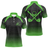 Maxcorners Mens golf polo shirts custom black and green hexagon pattern golf outfits men, cool golf gifts MT2407