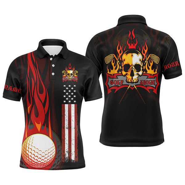 Maxcorner Customized Name Golf Skull 3D Polo Shirt