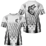 Maxcorners Black and white Largemouth Bass fishing scales Custom performance long sleeve Bass fishing shirts MT2108