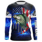 Maxcorners Crappie Fishing 3D American Flag patriotic blue galaxy Custom Crappie long sleeve Fishing Shirts MT2108