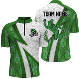 Maxcorners Bowling Ball And Pins Green Flame Camo Customized Name, Team Name 3D Polo Shirt Unisex