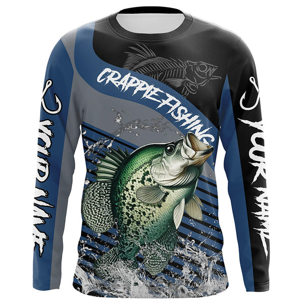 Maxcorners Crappie fishing Custom UV protection fishing long sleeve shirt, Crappie Fishing jerseys | Blue MT2108