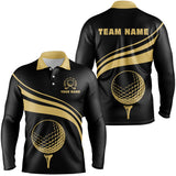 Maxcorners Personalized polo golf shirts for men, custom gold mens golf shirts team golf jersey | Black