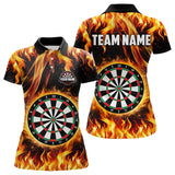 Maxcorners Flame Darboard Fire Pattern Custom Darts Polo, Quarter-Zip Shirts For Men Dart Team Jerseys