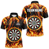 Maxcorners Flame Darboard Fire Pattern Custom Darts Polo, Quarter-Zip Shirts For Men Dart Team Jerseys