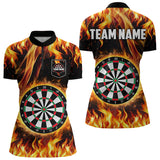 Maxcorners Flame Darboard Fire Pattern Custom Darts Polo, Quarter-Zip Shirts For Men Dart Team Jerseys