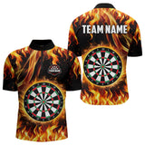 Maxcorners Flame Darboard Fire Pattern Custom Darts Polo, Quarter-Zip Shirts For Men Dart Team Jerseys