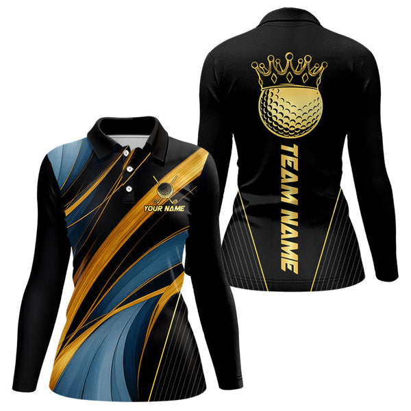 Maxcorners Blue and Gold Mens Golf polo shirts Custom Golf Outfit For Mens Team Golf shirts | BlackMT0306