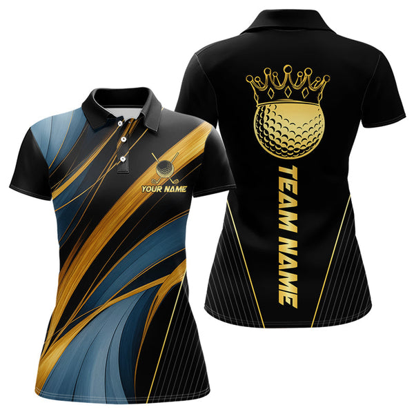 Maxcorners Blue and Gold Mens Golf polo shirts Custom Golf Outfit For Mens Team Golf shirts | BlackMT0306