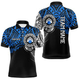 Maxcorners Personalized Black and Blue Tribal pattern Mens Bowling Shirts Custom Team Bowling outfit for men MT2709