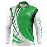 Maxcorners Mens polo golf shirts custom name green and white golf shirt, team golf shirts mens