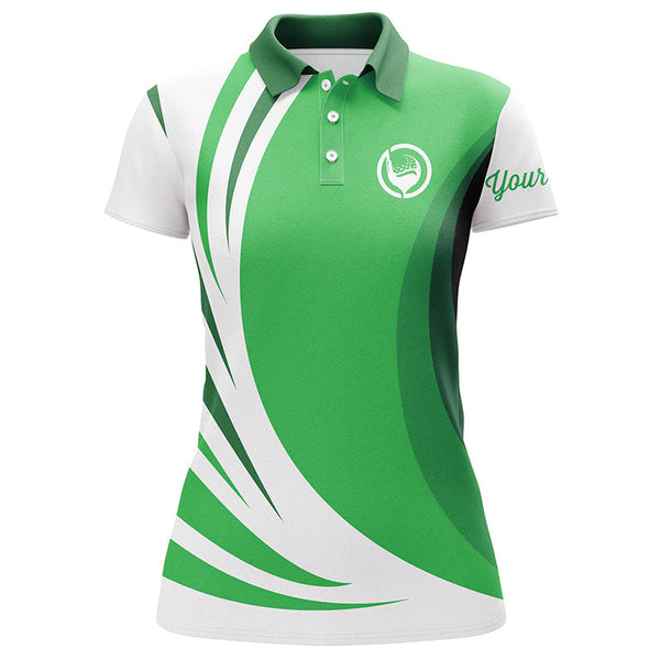 Maxcorners Women golf polo shirt custom name green and white golf shirt, team golf shirts ladies