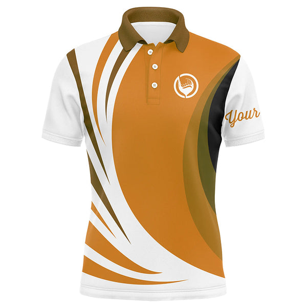 Maxcorners Mens polo golf shirts custom name orange and white golf shirt, team golf shirts mens