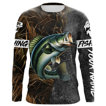 Maxcorners Custom Largemouth Bass Fishing Camo Personalized bass fishing jerseys Long sleeve shirt LM0201