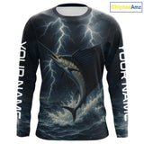 Maxcorners Sailfish fishing Lightning thunder Custom UV protection Sailfish fishing long sleeve shirt jerseys LM0607
