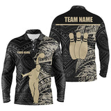 Maxcorners Golden Black Tribal Team Bowling Customized Name And Team Name 3D Shirt